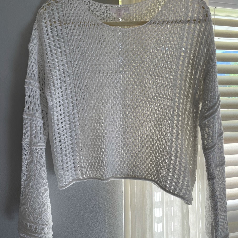 White crop knit sweater
